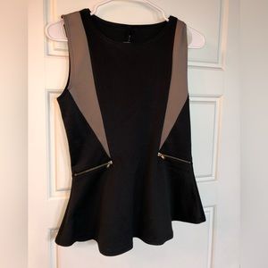Peplum black and tan shirt